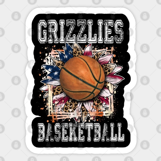 American Flag Personalized Grizzlies Proud Name Basketball Sticker by Irwin Bradtke